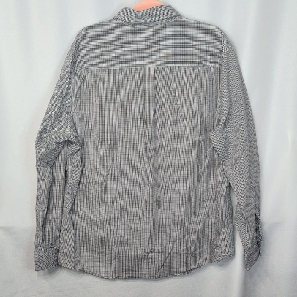 Chaps Gray Checkered Casual Button-Down Shirt - image 8
